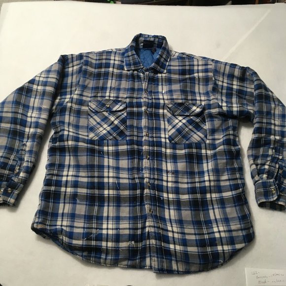 Big Yank Mens Shirt Sport-Abouts Plaid Flannel Quilted Jacket Large Vintage - Picture 1 of 12